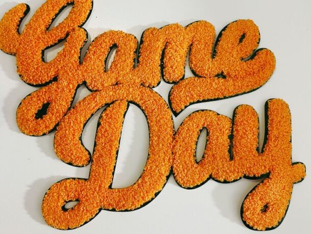 Custom chenille patch by Patchefy with soft textured finish and bold lettering